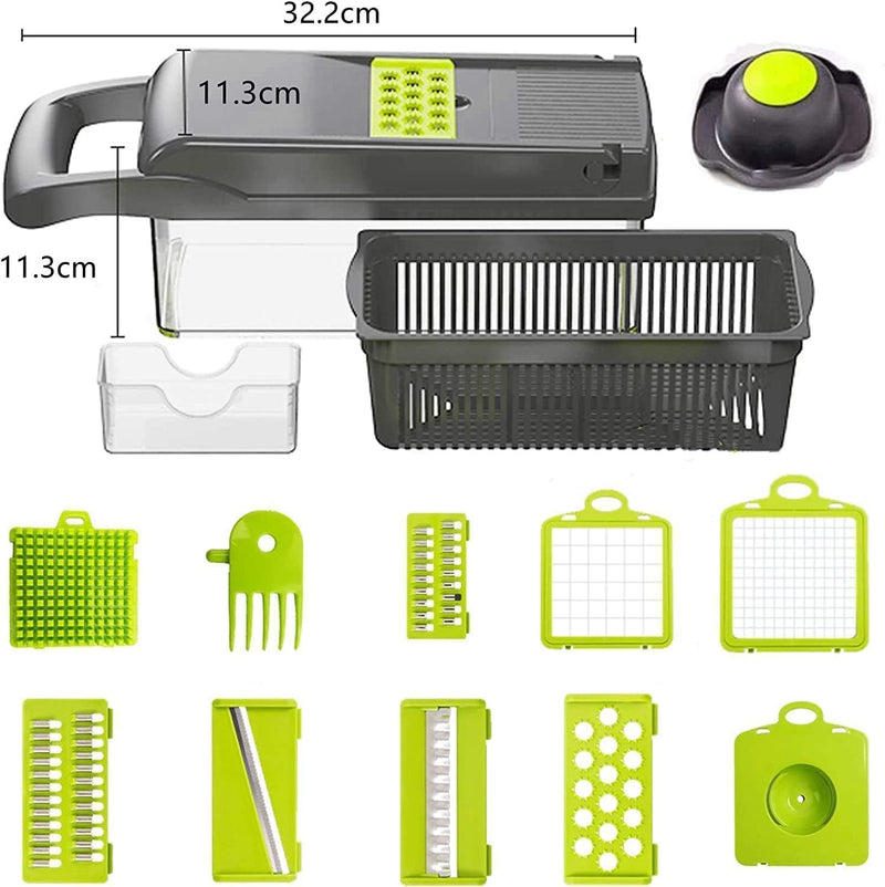 Vegetable Chopper 14 In 1 Mandoline Slicer Multi-Function Kitchen  7 Replaceable Stainless Steel Vegetable Cutter With Egg Separator Hand Guard Julienne Grater For Onion Potato Fruit - Trendy Treasures