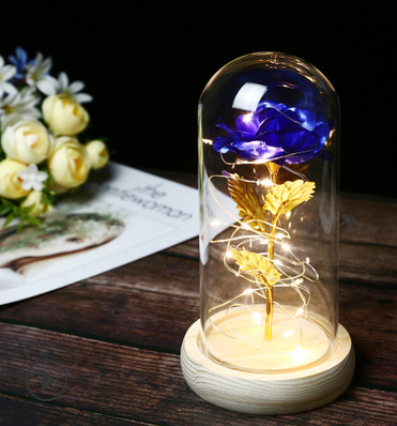 Mothers Day Gift Enchanted Forever Rose Flower In Glass LED Light Home Decoration - Trendy Treasures