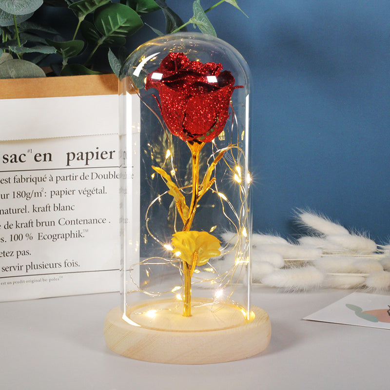 Mothers Day Gift Enchanted Forever Rose Flower In Glass LED Light Home Decoration - Trendy Treasures