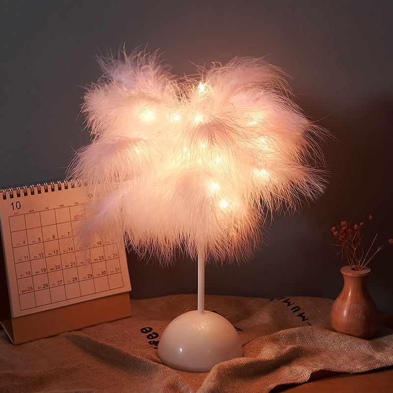 Feather Lamp Nordic Desk Lamp European-Style Bedroom Bedside Feather Table Lamp Night Light Table Lamp Decoration Modern - Trendy Treasures