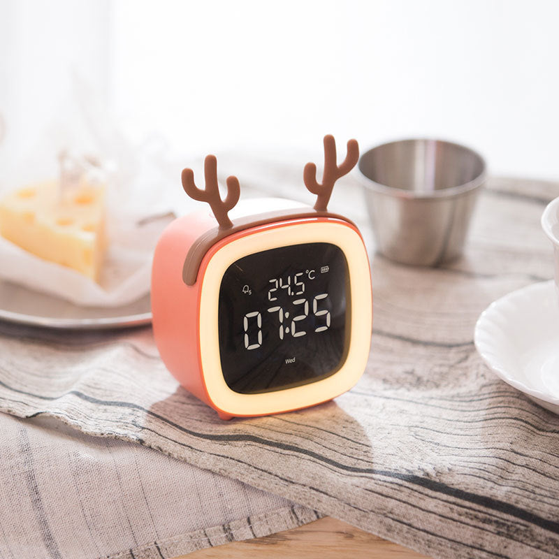 Rechargeable Alarm Clock Night Light Digital Electronic Clock With Temperature Display For Children Desk Clock - Trendy Treasures