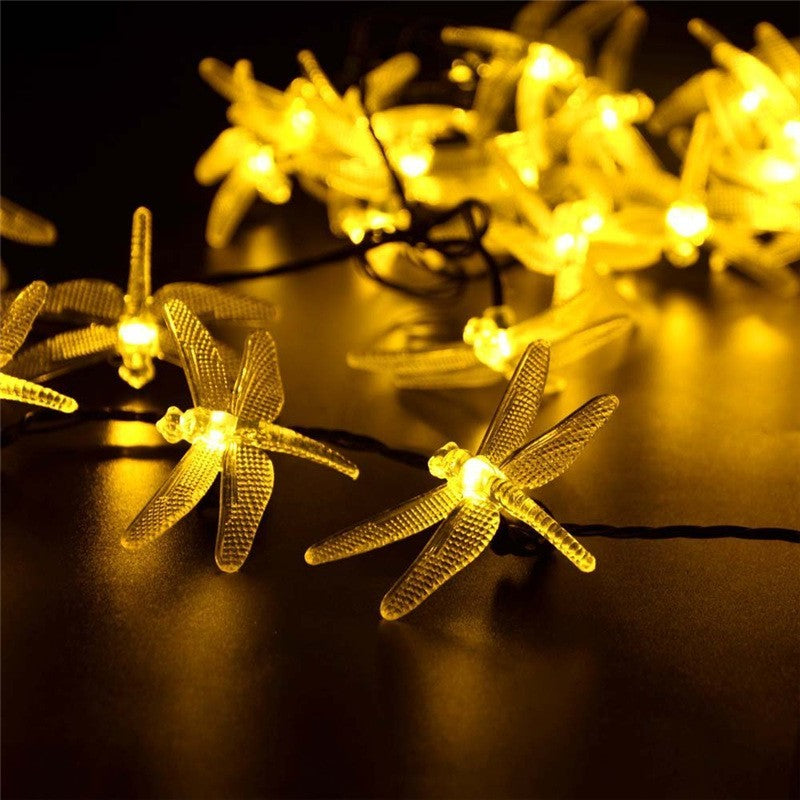 Outdoor Solar Led String Light 5M 20 Led Dragonfly Solar Panel Strip Light IP65 Waterproof Garden Christmas Party Decoration - Trendy Treasures