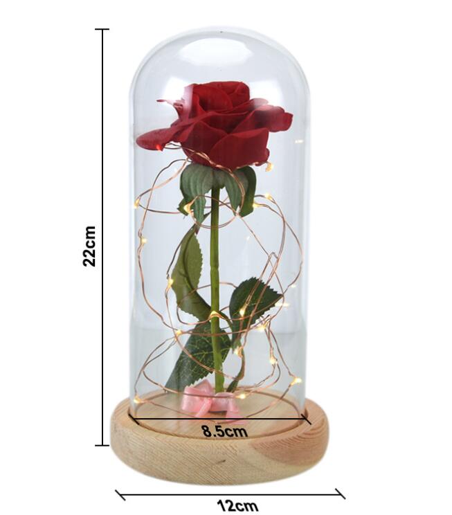 Mothers Day Gift Enchanted Forever Rose Flower In Glass LED Light Home Decoration - Trendy Treasures