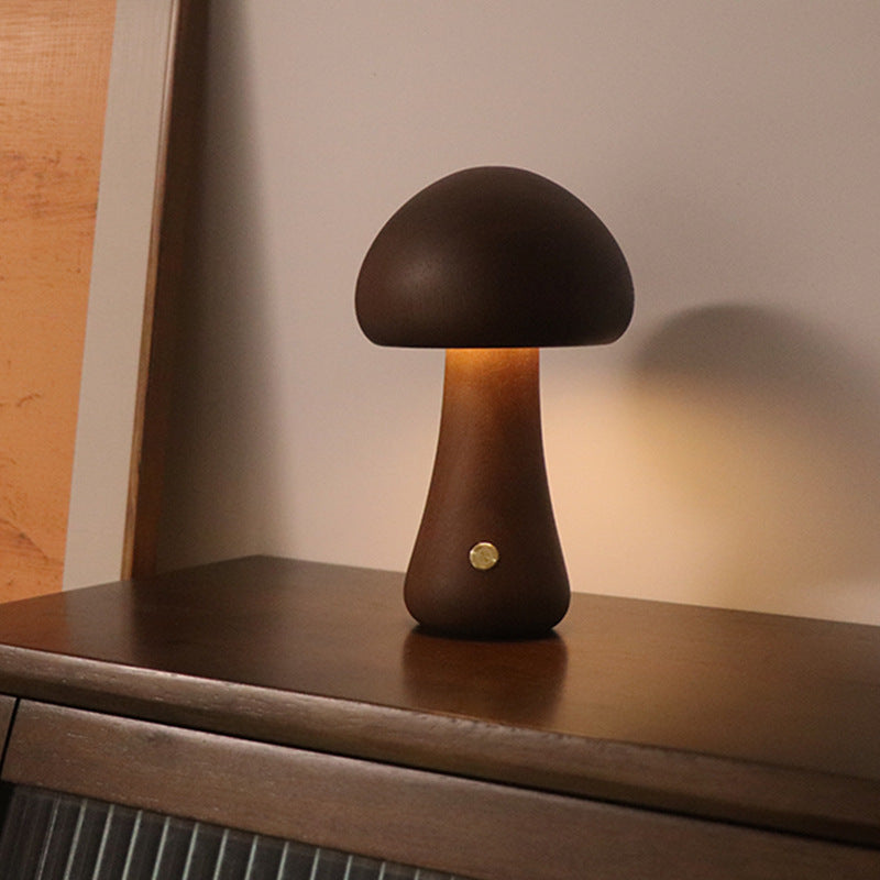 INS Wooden Cute Mushroom LED Night Light With Touch Switch  Bedside Table Lamp For Bedroom Childrens Room Sleeping Night Lamps Home Decor - Trendy Treasures