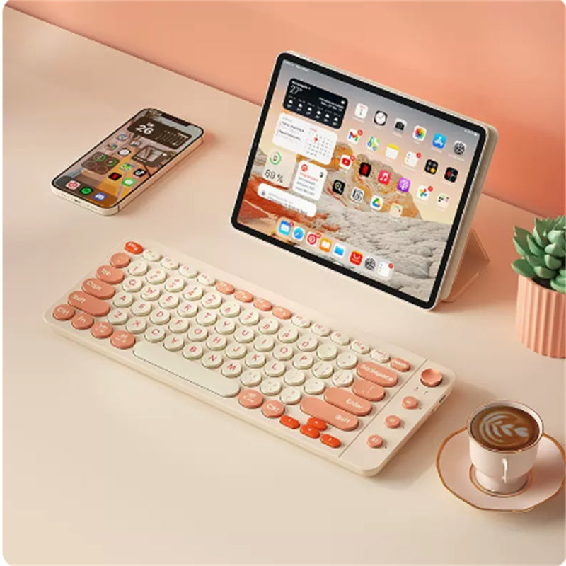 Three Mode Bluetooth Keyboard And Mouse Set Wireless Brain Laptop Girls Office Tablet - Trendy Treasures