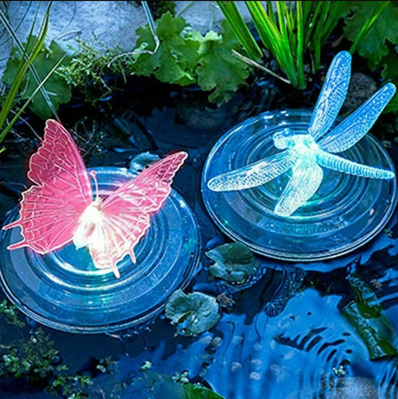 Solar LED Float Lamp Butterfly Dragonfly Shape Garden Pond Water Light Creative Swimming Pool Underwater Light Decor Accessories - Trendy Treasures