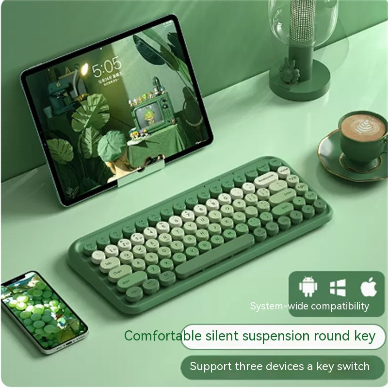 Three Mode Bluetooth Keyboard And Mouse Set Wireless Brain Laptop Girls Office Tablet - Trendy Treasures