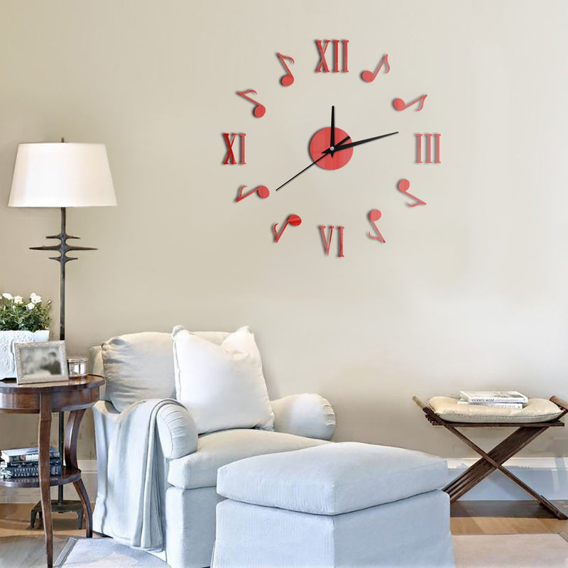 Roman Note Mute Retro Decorative Wall Clock Acrylic Mirror Effect Wall Sticker - Trendy Treasures