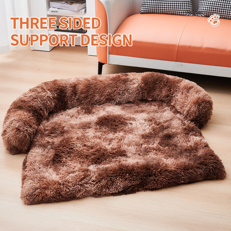 Calming Dog Bed Fluffy Plush Dog Mat For Furniture Protector With Zipper Removable Washable Cover For Large Medium Dogs And Cats - Trendy Treasures