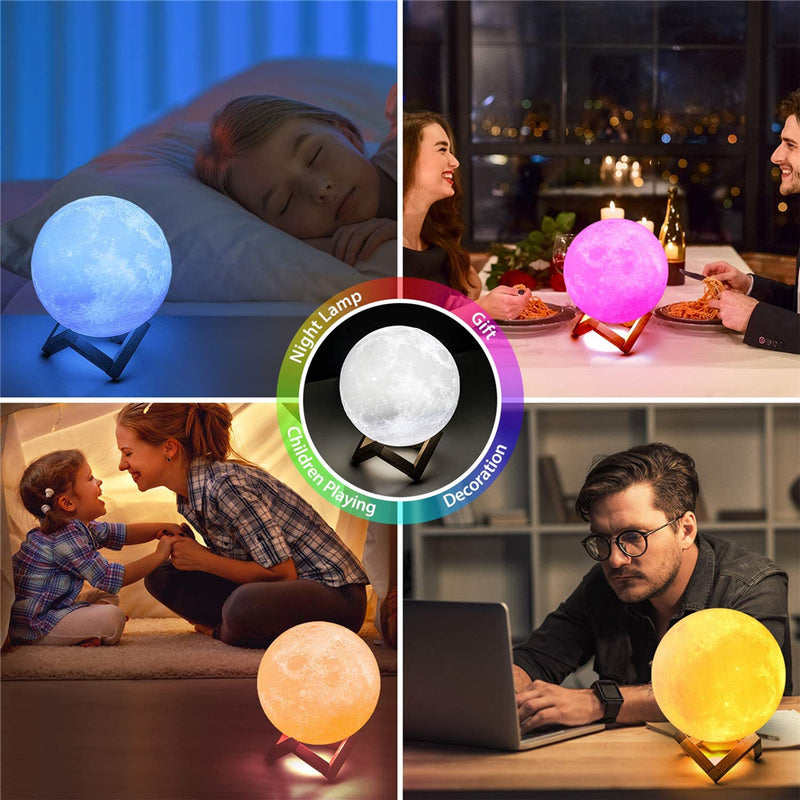 LED Night Lights Moon Lamp 3D Print Moonlight Timeable Dimmable Rechargeable Bedside Table Desk Lamp Children's Leds Night Light - Trendy Treasures