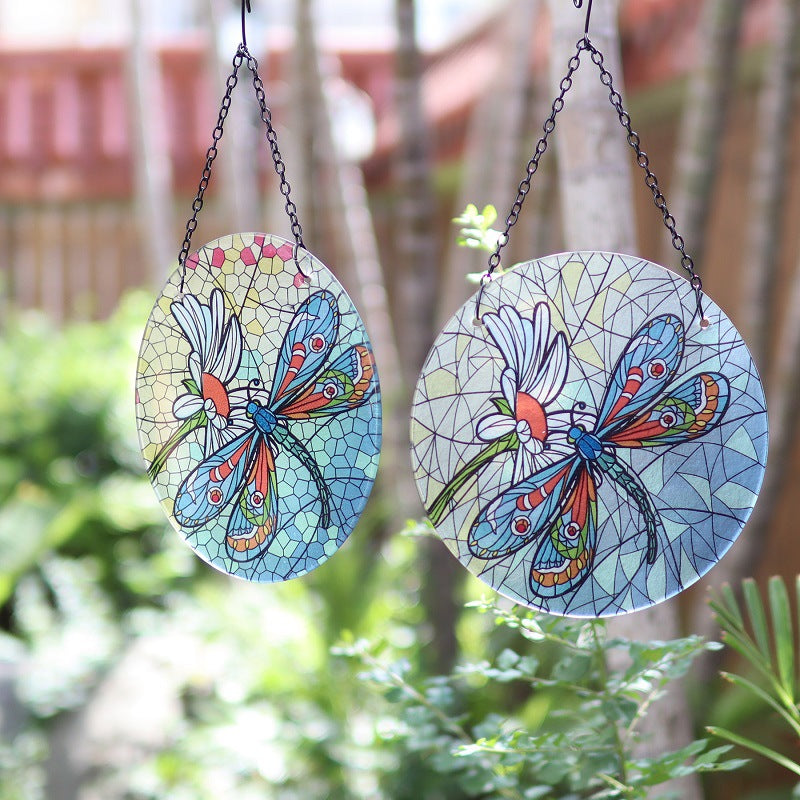 Dragonfly Glass Hanging Wall Decoration Garden - Trendy Treasures