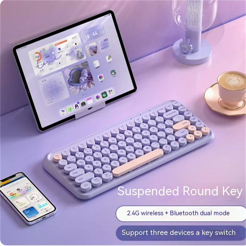 Three Mode Bluetooth Keyboard And Mouse Set Wireless Brain Laptop Girls Office Tablet - Trendy Treasures