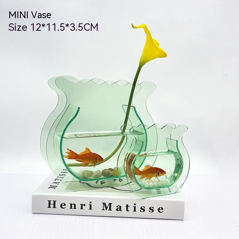 New Creative Acrylic Fish Tank Vase Office Leisure Decoration - Trendy Treasures