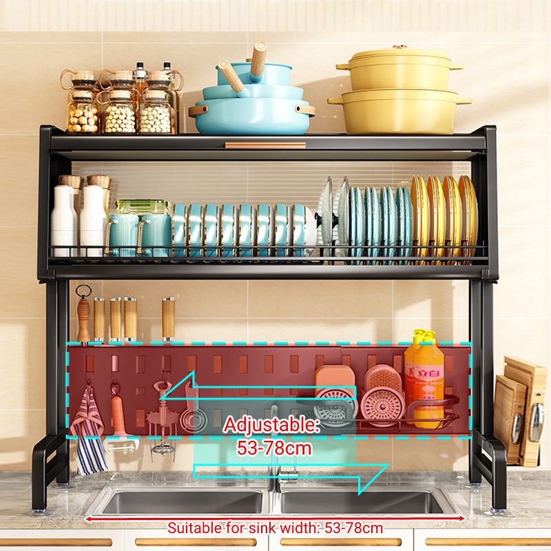 Retractable Hole Plate Kitchen Countertop Dish Drain Rack Multifunctional - Trendy Treasures