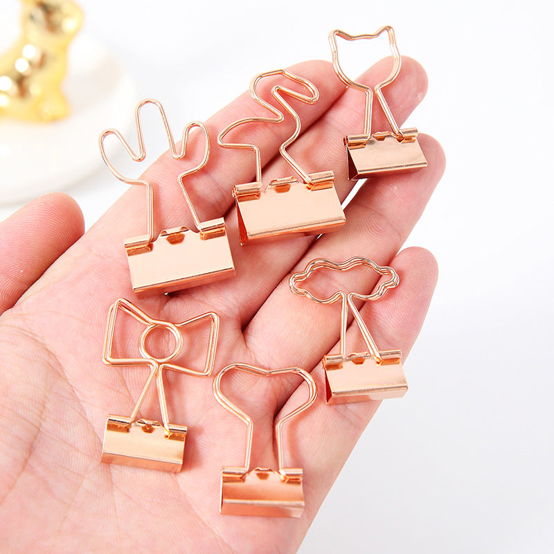 Creative Plating Gold Small Clip Office Style Long Tail Metal - Trendy Treasures