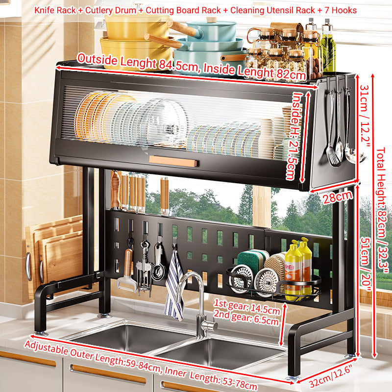 Retractable Hole Plate Kitchen Countertop Dish Drain Rack Multifunctional - Trendy Treasures