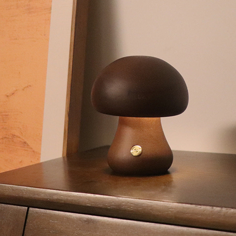 INS Wooden Cute Mushroom LED Night Light With Touch Switch  Bedside Table Lamp For Bedroom Childrens Room Sleeping Night Lamps Home Decor - Trendy Treasures