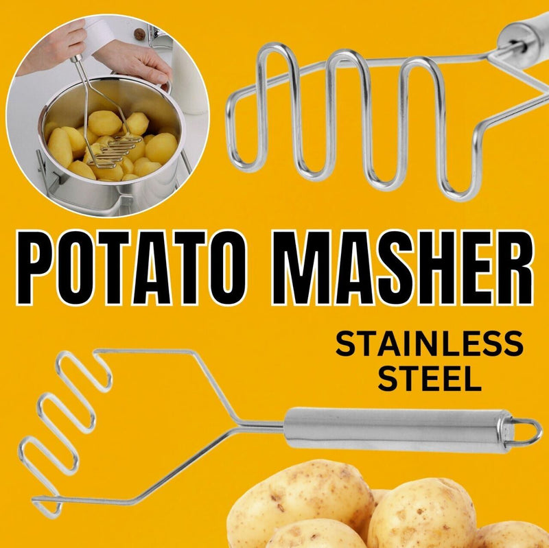 Stainless Steel Wire Masher Potato Masher With Long Handle Food Masher Utensil - Trendy Treasures