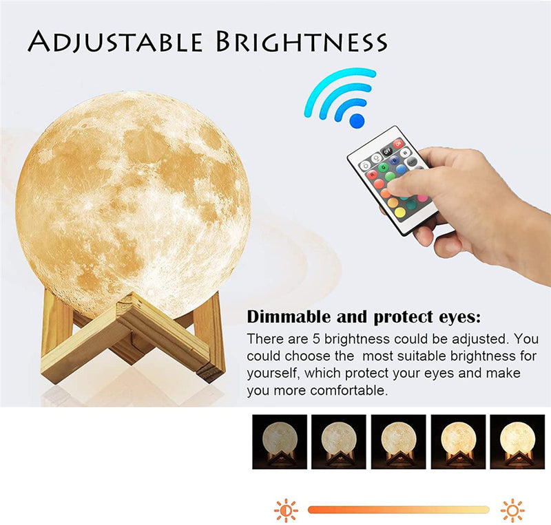 LED Night Lights Moon Lamp 3D Print Moonlight Timeable Dimmable Rechargeable Bedside Table Desk Lamp Children's Leds Night Light - Trendy Treasures