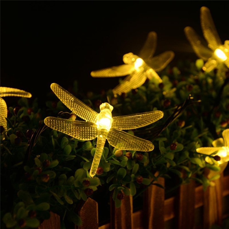 Outdoor Solar Led String Light 5M 20 Led Dragonfly Solar Panel Strip Light IP65 Waterproof Garden Christmas Party Decoration - Trendy Treasures