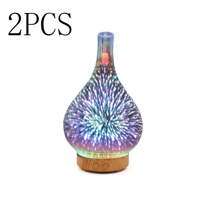 3D Glass Aroma Diffuser Colorful Lamp Humidifier Night Light - Trendy Treasures