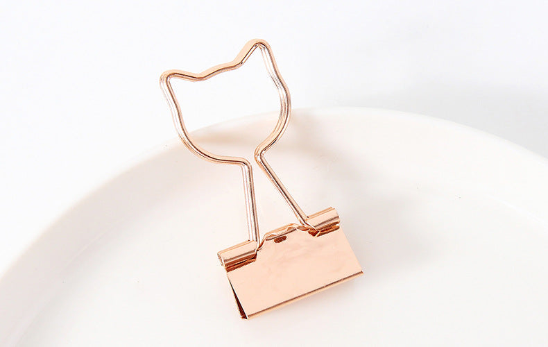 Creative Plating Gold Small Clip Office Style Long Tail Metal - Trendy Treasures