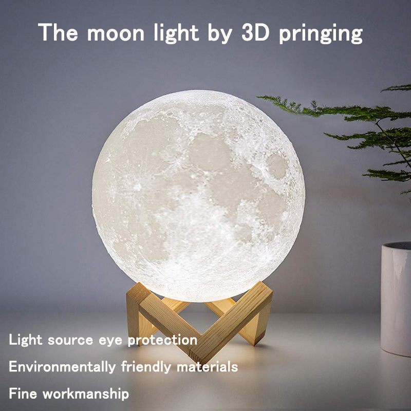 LED Night Lights Moon Lamp 3D Print Moonlight Timeable Dimmable Rechargeable Bedside Table Desk Lamp Children's Leds Night Light - Trendy Treasures