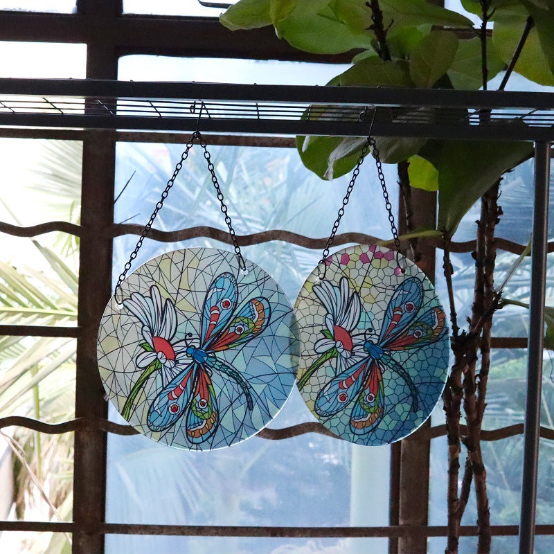 Dragonfly Glass Hanging Wall Decoration Garden - Trendy Treasures