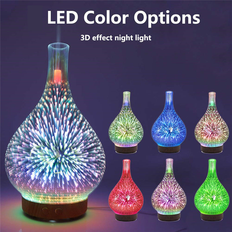 3D Glass Aroma Diffuser Colorful Lamp Humidifier Night Light - Trendy Treasures