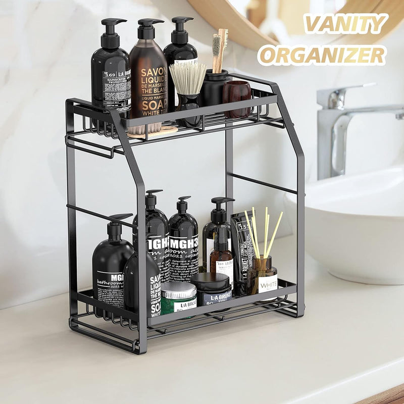 Spice Rack Organizer, 3-Tier Seasoning Organizer, Kitchen Spice Shelf, Countertop Organizer For Bathroom Vanity Kitchen-Black - Trendy Treasures