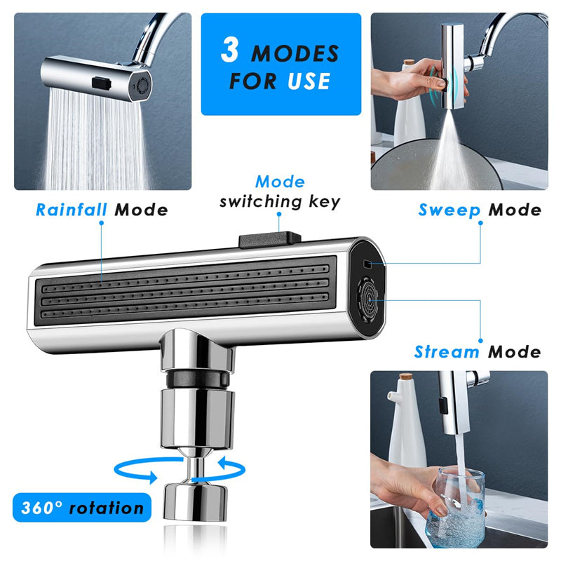 Kitchen Faucet Waterfall Outlet Splash Proof Universal Rotating Bubbler Multifunctional Water Nozzle Extension Kitchen Gadgets - Trendy Treasures