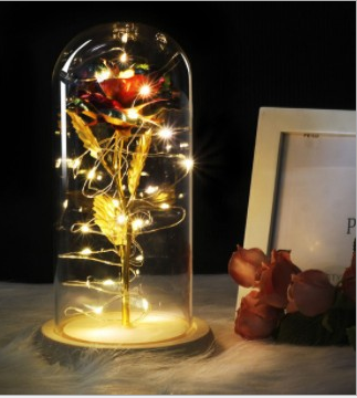 Mothers Day Gift Enchanted Forever Rose Flower In Glass LED Light Home Decoration - Trendy Treasures