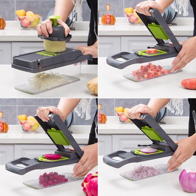 12 In 1 Manual Vegetable Chopper Kitchen Gadgets Food Chopper Onion Cutter Vegetable Slicer - Trendy Treasures