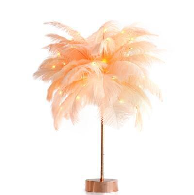 Feather Lamp Nordic Desk Lamp European-Style Bedroom Bedside Feather Table Lamp Night Light Table Lamp Decoration Modern - Trendy Treasures