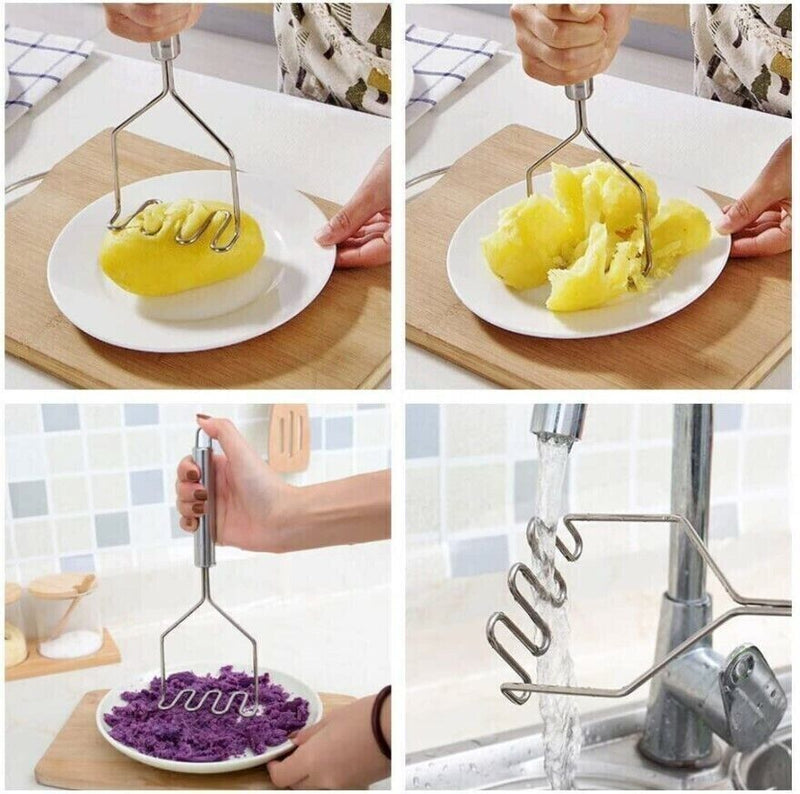 Stainless Steel Wire Masher Potato Masher With Long Handle Food Masher Utensil - Trendy Treasures