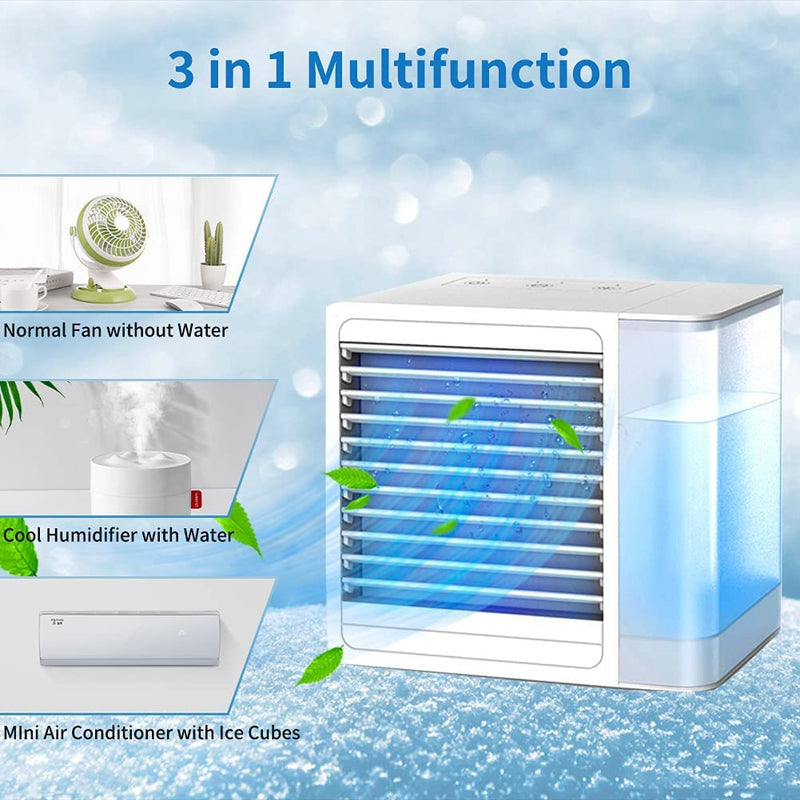 3 In 1 Portable Air Conditioners, Evaporative Air Cooler With USB Charging, Powerful, Quiet, Lightweight Mini Air Conditioner Portable For Room, Bedroom, Office, Kitchen - Trendy Treasures