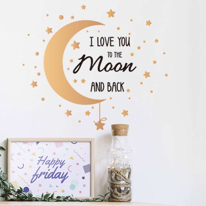 Romantic Moon Stars Wall Stickers for Bedroom Living room Vinyl PVC Wall Decals - Trendy Treasures