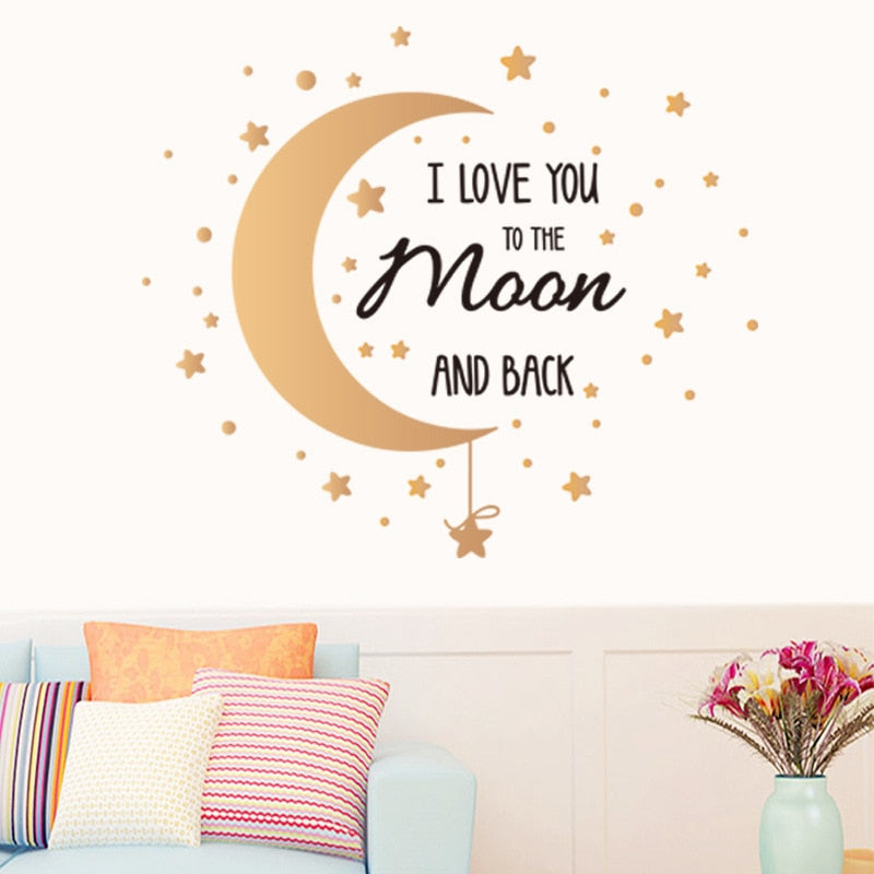 Romantic Moon Stars Wall Stickers for Bedroom Living room Vinyl PVC Wall Decals - Trendy Treasures