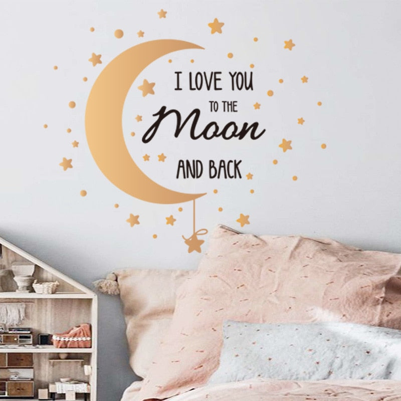 Romantic Moon Stars Wall Stickers for Bedroom Living room Vinyl PVC Wall Decals - Trendy Treasures