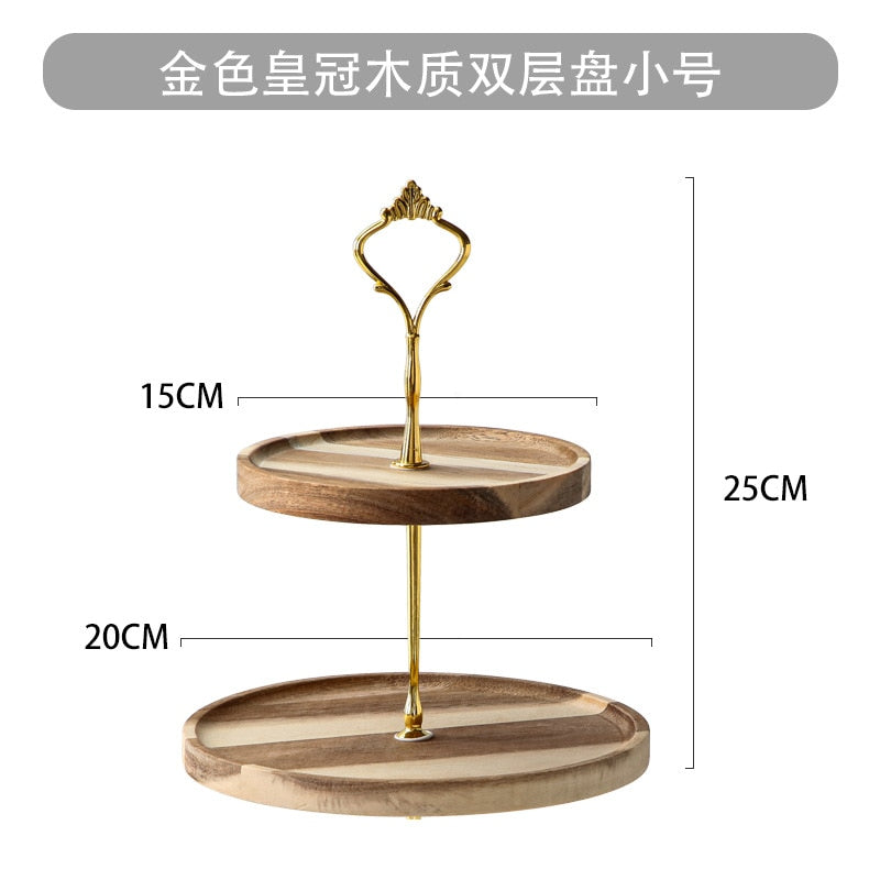 2/3 Tiers Detachable Cake Stand Wooden European Style Pastry Cupcake Fruit Plate Serving Dessert Holder Home Decor Wedding Party - Trendy Treasures