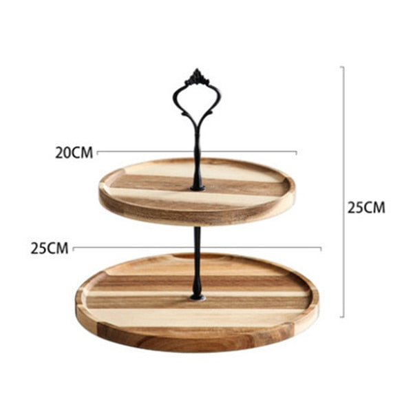 2/3 Tiers Detachable Cake Stand Wooden European Style Pastry Cupcake Fruit Plate Serving Dessert Holder Home Decor Wedding Party - Trendy Treasures