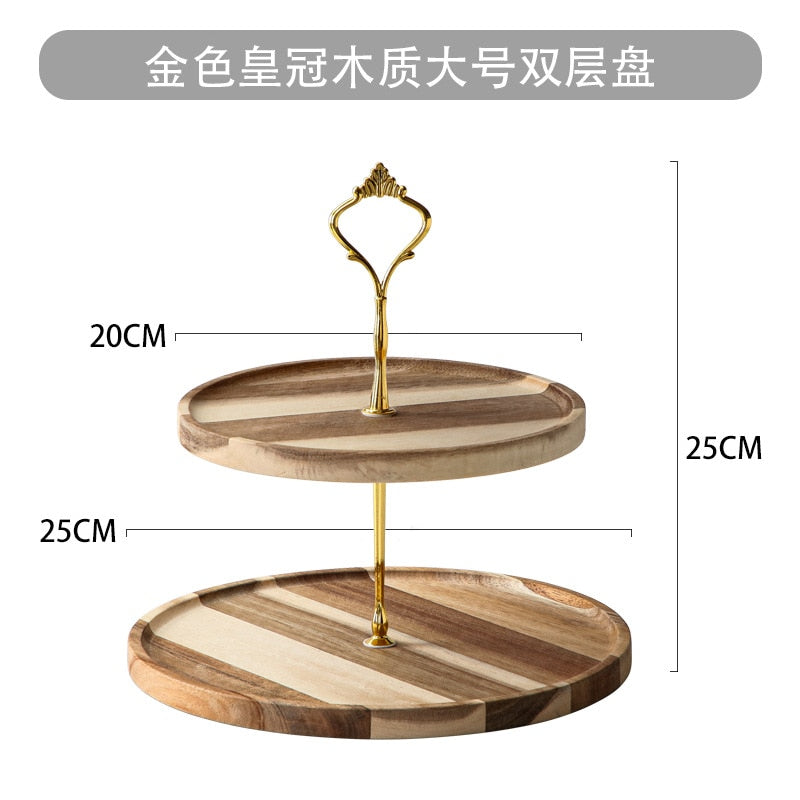 2/3 Tiers Detachable Cake Stand Wooden European Style Pastry Cupcake Fruit Plate Serving Dessert Holder Home Decor Wedding Party - Trendy Treasures