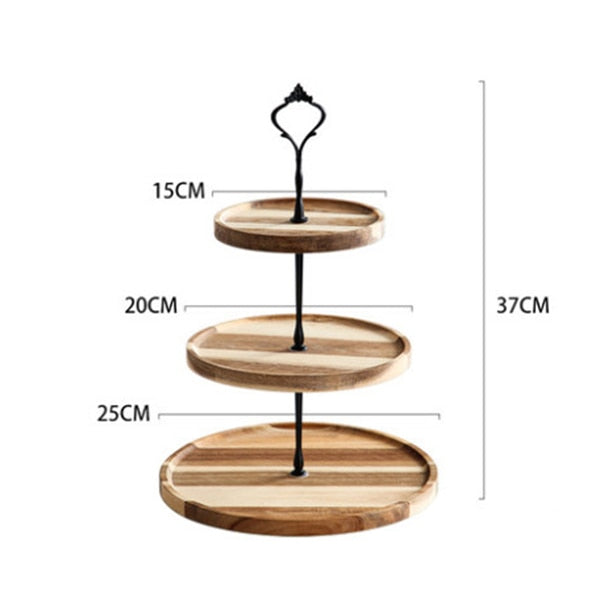 2/3 Tiers Detachable Cake Stand Wooden European Style Pastry Cupcake Fruit Plate Serving Dessert Holder Home Decor Wedding Party - Trendy Treasures