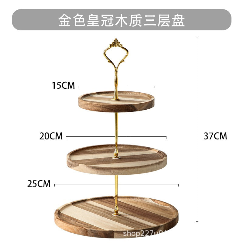 2/3 Tiers Detachable Cake Stand Wooden European Style Pastry Cupcake Fruit Plate Serving Dessert Holder Home Decor Wedding Party - Trendy Treasures