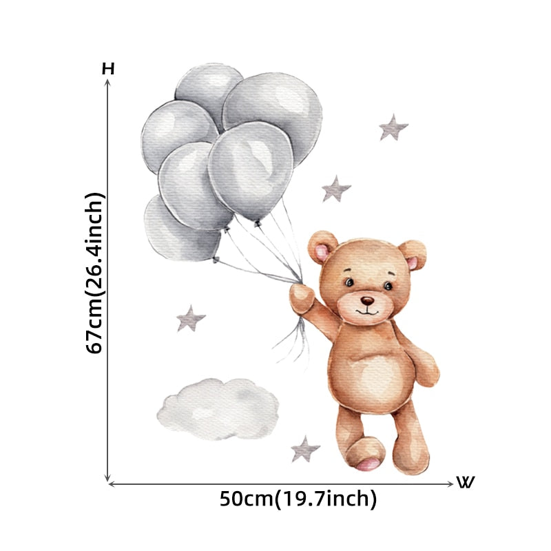 Teddy Bear Sleeping on the Moon and Stars Wall Stickers for Kids Room Baby Room Decoration Wall Decals Room Interior - Trendy Treasures