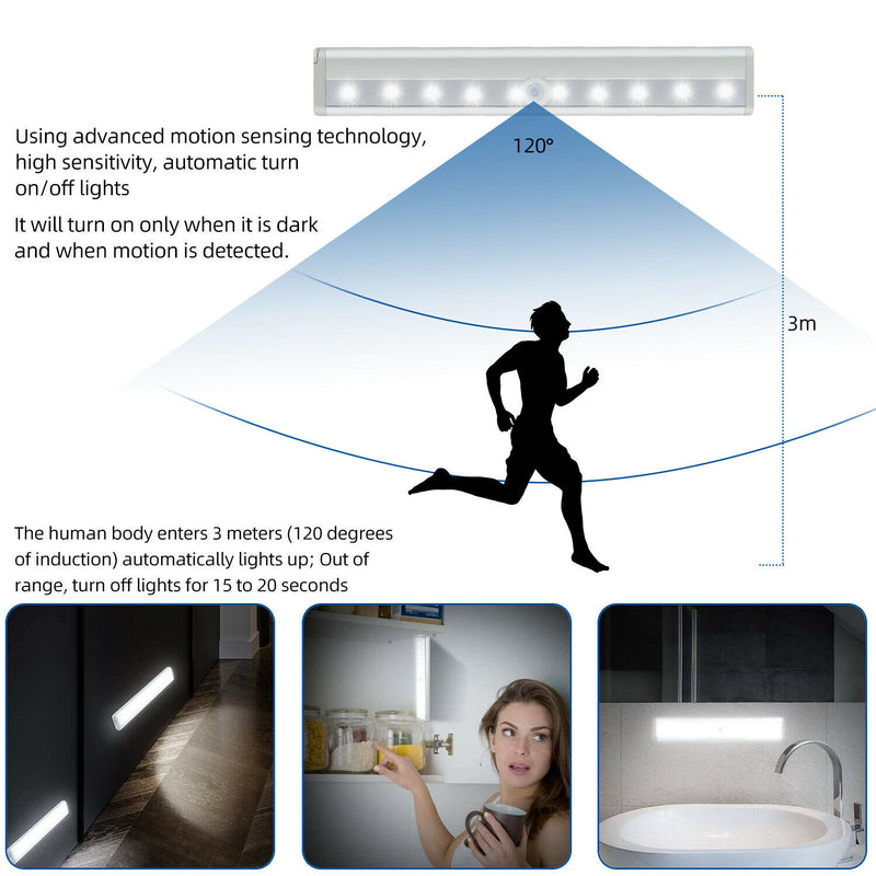 Wireless Motion Sensor Under Cabinet Closet LED Light Kitchen Counter Night Lamp - Trendy Treasures