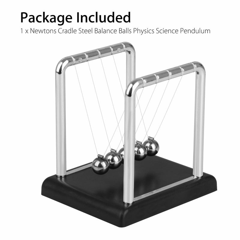 Newtons Cradle Steel Balance Ball Physics Science Pendulum Early Development Educational Desktop Toy Gift Office DecorationNewtons Cradle Pendulum Balance Ball Perpetual Motion Physics Decor Gift - Trendy Treasures