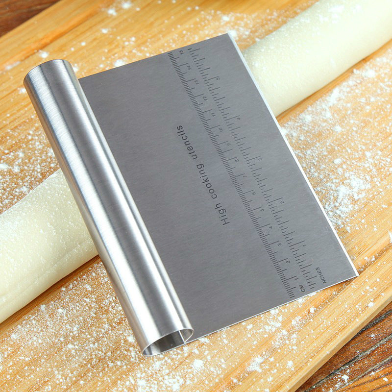 Stainless Steel Pastry Spatulas Cutter With Scale Pizza Dough Scraper Fondant Cake Decoration Tools Baking Kitchen Accessories Dough Cake Stainless Steel Pizza Flour Tool Cutter Chopper Scraper - Trendy Treasures