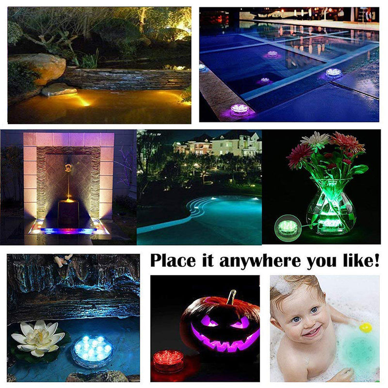 10 LED Submersible Lights Underwater Waterproof Wedding Vase Base Lamp Underwater Night Lamp Outdoor Vase Bowl Garden Party Decoration - Trendy Treasures