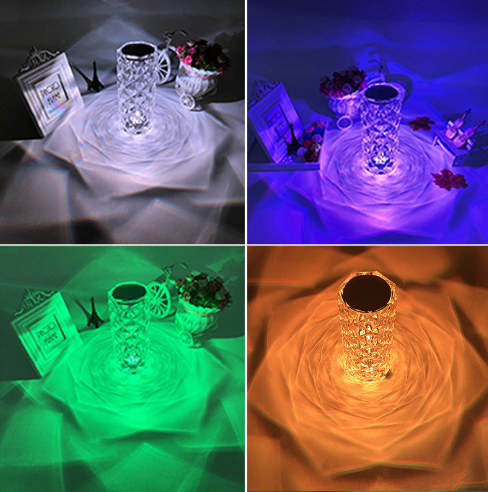 Creative Crystal Diamond Table Lamp Rechargeable Acrylic Bedroom Bedside - Trendy Treasures